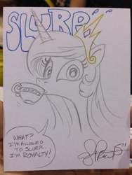 Size: 768x1024 | Tagged: safe, artist:andypriceart, imported from derpibooru, princess celestia, female, slurp, solo, tea, teacup, traditional art