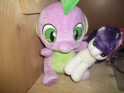 Size: 2048x1536 | Tagged: safe, imported from derpibooru, rarity, spike, castle sweet castle, build-a-bear, irl, photo, plushie, rarity plushie, spike plushie