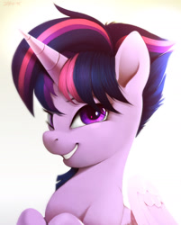 Size: 1231x1532 | Tagged: safe, artist:imalou, imported from derpibooru, twilight sparkle, alicorn, pony, castle sweet castle, alternate hairstyle, female, mare, painting, punklight sparkle, simple background, solo, twilight sparkle (alicorn)