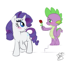 Size: 900x828 | Tagged: safe, artist:pia-sama, imported from derpibooru, rarity, spike, pony, unicorn, female, male, mare, rose, shipping, sparity, straight