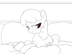 Size: 1024x768 | Tagged: safe, artist:rainbow, imported from derpibooru, cheerilee, pony, book, female, lineart, monochrome, solo