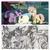 Size: 1024x1024 | Tagged: safe, artist:alexacana, imported from derpibooru, screencap, fluttershy, twilight sparkle, alicorn, classical unicorn, pegasus, pig, pony, castle sweet castle, season 5, cleaning, cloven hooves, female, leonine tail, mare, monochrome, mud, scene interpretation, traditional art, twilight sparkle (alicorn)