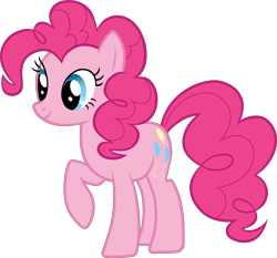 Size: 2862x2671 | Tagged: safe, imported from derpibooru, pinkie pie, earth pony, pony, castle creator, female, mare, official, raised hoof, simple background, smiling, solo, transparent background, vector