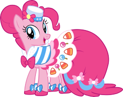 Size: 2880x2268 | Tagged: safe, imported from derpibooru, pinkie pie, earth pony, pony, the best night ever, castle creator, clothes, dress, female, gala dress, official, simple background, solo, transparent background, vector