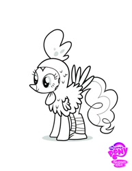 Size: 742x960 | Tagged: safe, imported from derpibooru, pinkie pie, coloring page, female, lineart, monochrome, official, solo