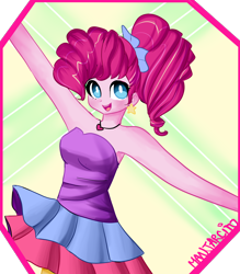 Size: 1400x1600 | Tagged: safe, artist:manjarcito, imported from derpibooru, pinkie pie, equestria girls, friendship through the ages, rainbow rocks, bare shoulders, female, new wave pinkie, sleeveless, solo, strapless