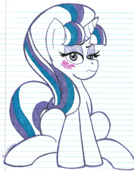 Size: 1280x1639 | Tagged: safe, artist:pearlyiridescence, imported from derpibooru, starlight glimmer, female, lined paper, solo, traditional art