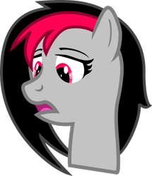 Size: 646x751 | Tagged: safe, artist:afterman, imported from derpibooru, oc, oc only, oc:miss eri, black and red mane, emo, looking down, open mouth, solo, two toned mane