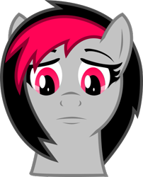 Size: 479x593 | Tagged: safe, artist:afterman, imported from derpibooru, oc, oc only, oc:miss eri, black and red mane, emo, face, front, looking down, solo, two toned mane