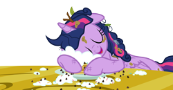 Size: 7667x4000 | Tagged: safe, artist:jeatz-axl, imported from derpibooru, twilight sparkle, alicorn, pony, castle sweet castle, absurd resolution, cargo ship, female, mare, pancakes, sleeping, solo, twilight sparkle (alicorn)