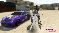 Size: 1280x720 | Tagged: safe, artist:equestianracer, imported from derpibooru, octavia melody, pony, cadillac, cadillac cts, car, female, forza horizon, itasha, solo, truck