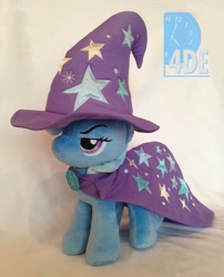 Size: 591x732 | Tagged: safe, imported from derpibooru, trixie, pony, unicorn, 4de, cape, clothes, hat, irl, lidded eyes, photo, plushie, solo, trixie's cape, trixie's hat