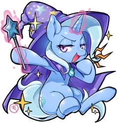 Size: 372x393 | Tagged: safe, artist:mococo, imported from derpibooru, trixie, pony, unicorn, female, lidded eyes, mare, smug, solo, underhoof, wand