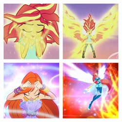 Size: 480x480 | Tagged: safe, imported from derpibooru, sunset shimmer, fairy, equestria girls, my past is not today, rainbow rocks, bare shoulders, bloom, bloom (winx club), bloomix, comparison, fairy wings, sleeveless, sunset phoenix, wings, winx club