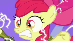Size: 960x540 | Tagged: safe, imported from derpibooru, screencap, apple bloom, twittermite, bloom and gloom, animated, electricity, female, shock, twitbuster apple bloom