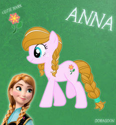 Size: 1004x1077 | Tagged: safe, artist:doragoon, imported from derpibooru, pony, anna, frozen (movie), ponified, solo