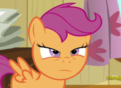 Size: 1104x805 | Tagged: safe, imported from derpibooru, screencap, scootaloo, pegasus, pony, bloom and gloom, cropped, faic, female, filly, foal, narrowed eyes, not sure if, solo