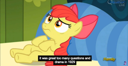 Size: 1600x830 | Tagged: safe, imported from derpibooru, screencap, apple bloom, bloom and gloom, female, great depression, meme, solo, youtube caption