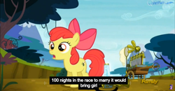 Size: 1600x830 | Tagged: safe, imported from derpibooru, screencap, apple bloom, bloom and gloom, female, meme, pest control gear, solo, youtube caption