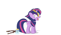 Size: 980x560 | Tagged: safe, artist:dm29, imported from derpibooru, twilight sparkle, alicorn, pony, castle sweet castle, the cutie map, alternate hairstyle, crossing the memes, equal cutie mark, female, i didn't listen, i'm pancake, it begins, jar, mare, punklight sparkle, solo, staff, staff of sameness, the meme continues, the story so far of season 5, this isn't even my final form, twilight sparkle (alicorn)