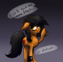 Size: 1280x1269 | Tagged: safe, artist:marsminer, imported from derpibooru, oc, oc only, oc:venus spring, dialogue, emo