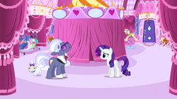 Size: 1366x768 | Tagged: safe, imported from derpibooru, screencap, hoity toity, opalescence, rarity, suited for success