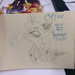 Size: 640x640 | Tagged: safe, artist:andypriceart, imported from derpibooru, princess luna, coffee, female, solo, traditional art