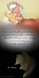 Size: 1000x2000 | Tagged: safe, artist:marylinnblack, imported from derpibooru, applejack, bloom and gloom, crying, filly, ma apple, mother