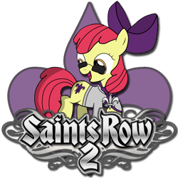 Size: 512x512 | Tagged: safe, imported from derpibooru, apple bloom, blackletter, clothes, crossover, icon, jacket, saints row, simple background, sunglasses, transparent background, video game