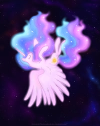 Size: 958x1200 | Tagged: safe, artist:celestiathegreatest, imported from derpibooru, princess celestia, dream, eyes closed, female, solo