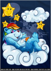 Size: 646x888 | Tagged: safe, artist:gbillustrations, imported from derpibooru, rainbow dash, care bears, crossover, female, solo, voice actor joke