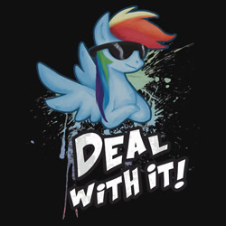 Size: 550x550 | Tagged: safe, artist:kaiserin, artist:kaizerin, imported from derpibooru, rainbow dash, bag, clothes, deal with it, female, iphone case, mug, pillow, redbubble, solo, sticker, sunglasses, t-shirt