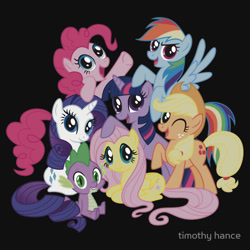 Size: 550x550 | Tagged: safe, artist:ttiimm89, imported from derpibooru, applejack, fluttershy, pinkie pie, rainbow dash, rarity, spike, twilight sparkle, clothes, mane seven, mane six, redbubble, t-shirt