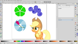 Size: 1366x768 | Tagged: safe, artist:parclytaxel, imported from derpibooru, applejack, oc, cutie mark, element of honesty, inkscape, linux, sad, screenshots, simple background, trisquel, vector, white background, wip