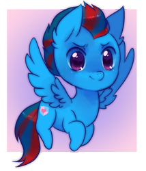 Size: 787x918 | Tagged: safe, artist:pekou, imported from derpibooru, oc, oc only, oc:andrew swiftwing, pegasus, pony, chibi, cute, cutie mark, flying, male, smiling, solo, stallion