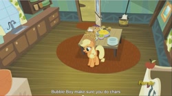 Size: 1281x716 | Tagged: safe, imported from derpibooru, screencap, applejack, bloom and gloom, meme, youtube caption