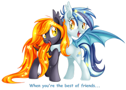 Size: 1024x730 | Tagged: safe, artist:arcadianphoenix, imported from derpibooru, oc, oc only, oc:harvest moon, oc:star struck, bat pony, pony