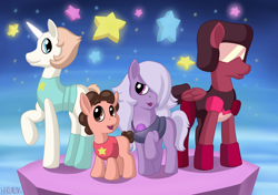 Size: 5100x3599 | Tagged: safe, artist:hirurux, imported from derpibooru, earth pony, gem pony, hybrid, pegasus, pony, unicorn, amethyst, amethyst (steven universe), crystal gems, fusion, garnet (steven universe), gem, gem (race), gem fusion, hilarious in hindsight, pearl, pearl (steven universe), ponified, quartz, steven quartz universe, steven universe