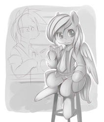 Size: 952x1123 | Tagged: safe, artist:ende26, imported from derpibooru, big macintosh, rainbow dash, earth pony, pony, male, monochrome, stallion