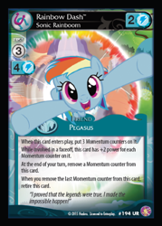 Size: 360x503 | Tagged: safe, imported from derpibooru, rainbow dash, absolute discord, card, ccg, enterplay, sonic rainboom