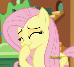 Size: 1141x1037 | Tagged: safe, imported from derpibooru, screencap, fluttershy, pegasus, pony, tanks for the memories, cute, eyes closed, female, giggling, mare, raised hoof, shyabetes, smiling, solo