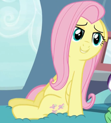 Size: 881x973 | Tagged: safe, imported from derpibooru, screencap, fluttershy, tanks for the memories, female, lidded eyes, solo