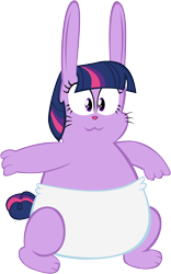 Size: 1902x3045 | Tagged: safe, artist:megarainbowdash2000, imported from derpibooru, twilight sparkle, rabbit, diaper, female, solo, species swap, wat