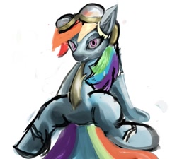 Size: 1023x921 | Tagged: safe, artist:elisa, imported from derpibooru, rainbow dash, female, goggles, solo, wonderbolts uniform