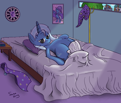 Size: 1500x1276 | Tagged: safe, artist:saine grey, imported from derpibooru, snails, snips, trixie, twilight sparkle, pony, unicorn, bed mane, belly, dartboard of hate, female, mare, peeping tom, pregnant, pregxie, room, stalker