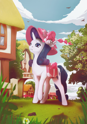 Size: 2067x2953 | Tagged: safe, artist:mechagen, imported from derpibooru, rarity, fanfic art, female, hat, saddle bag, solo