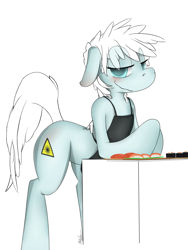 Size: 5000x6666 | Tagged: safe, artist:majikplant420, imported from derpibooru, oc, oc only, oc:volt splicer, absurd resolution, blushing, leaning, sushi