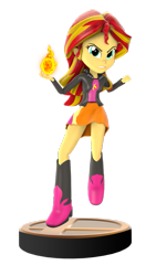 Size: 671x1191 | Tagged: safe, artist:flare-chaser, imported from derpibooru, sunset shimmer, equestria girls, 3d, 3d model, amiibo, fiery shimmer, fire, nintendo, pyromancy, sold out, super smash bros., trophy