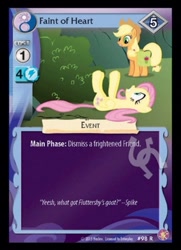 Size: 640x882 | Tagged: safe, imported from derpibooru, applejack, fluttershy, absolute discord, card, ccg, enterplay, fainting goat, watermark