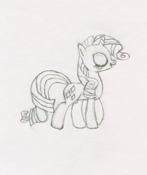 Size: 993x1181 | Tagged: safe, artist:j4m35c, imported from derpibooru, rarity, female, monochrome, solo, traditional art